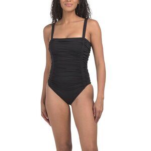 CARMEN MARC VALVO Black Ruched One-piece Swimsuit